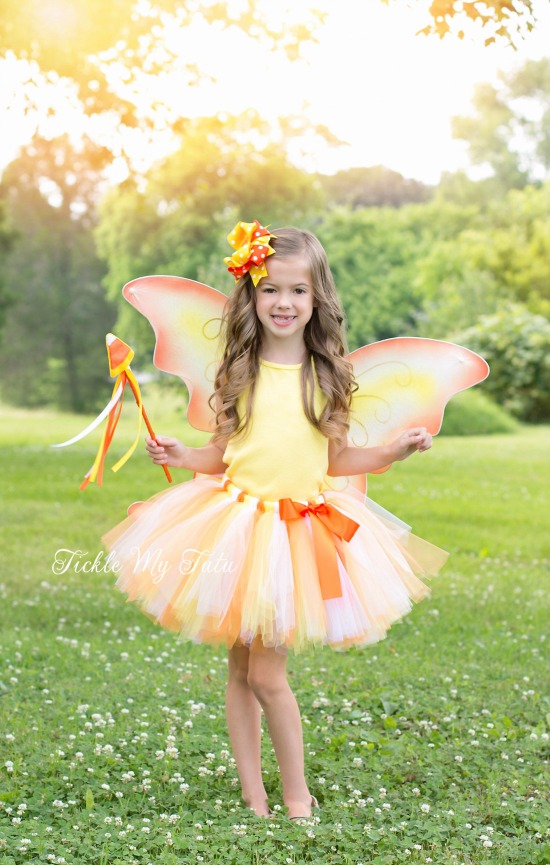 Candy Corn Pixie Fairy THREE PIECE Tutu Halloween Costume