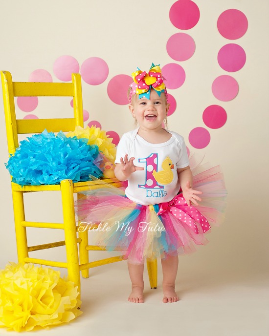 Rubber Ducky (Turquoise) Themed Birthday Tutu Outfit